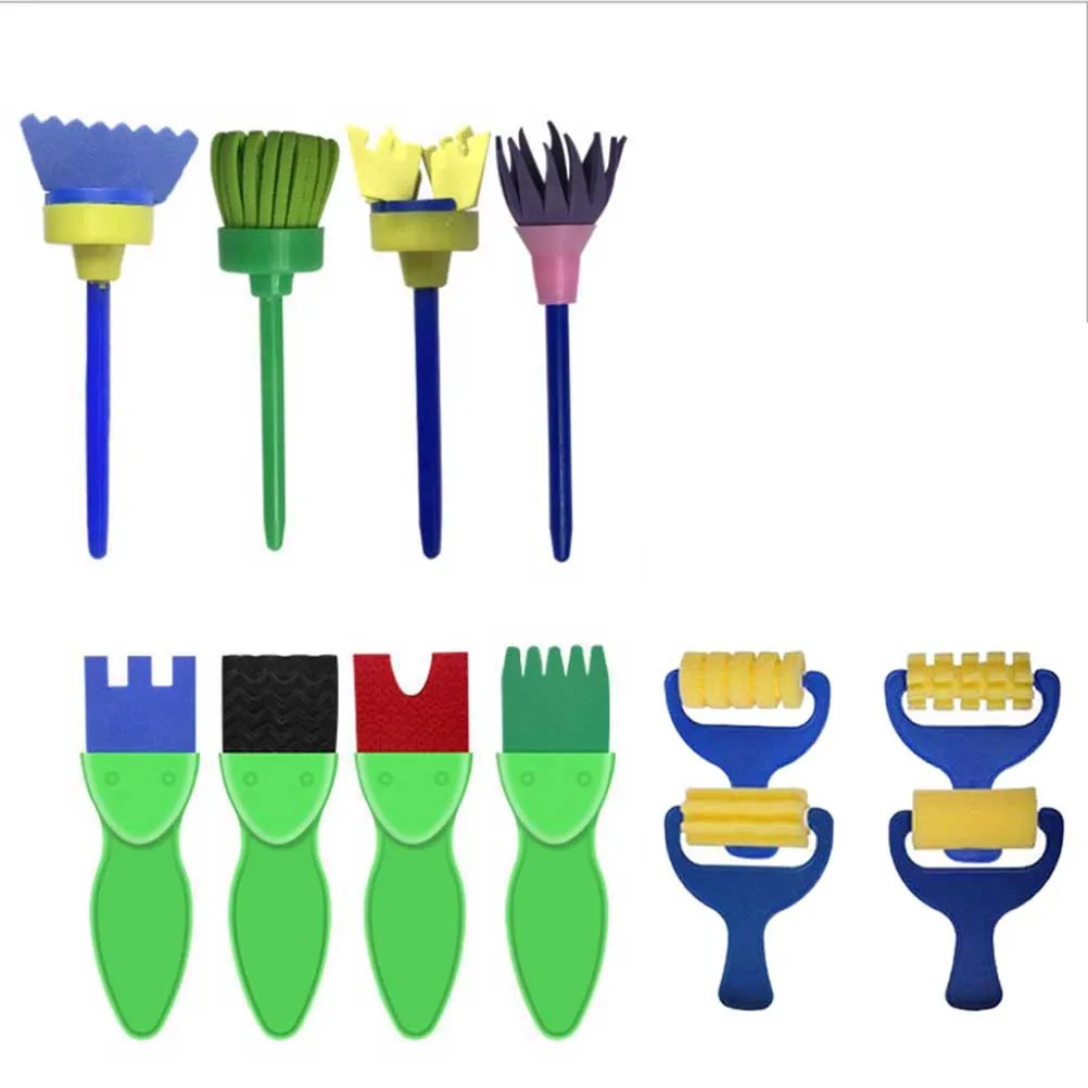 29 قطعة مجموعة طوابع اللوحة الإسفنج لتقوم بها بنفسك أدوات الرسم للأطفال المحمولة غير سامة الرسم متعة الطرف الديكور النشاط