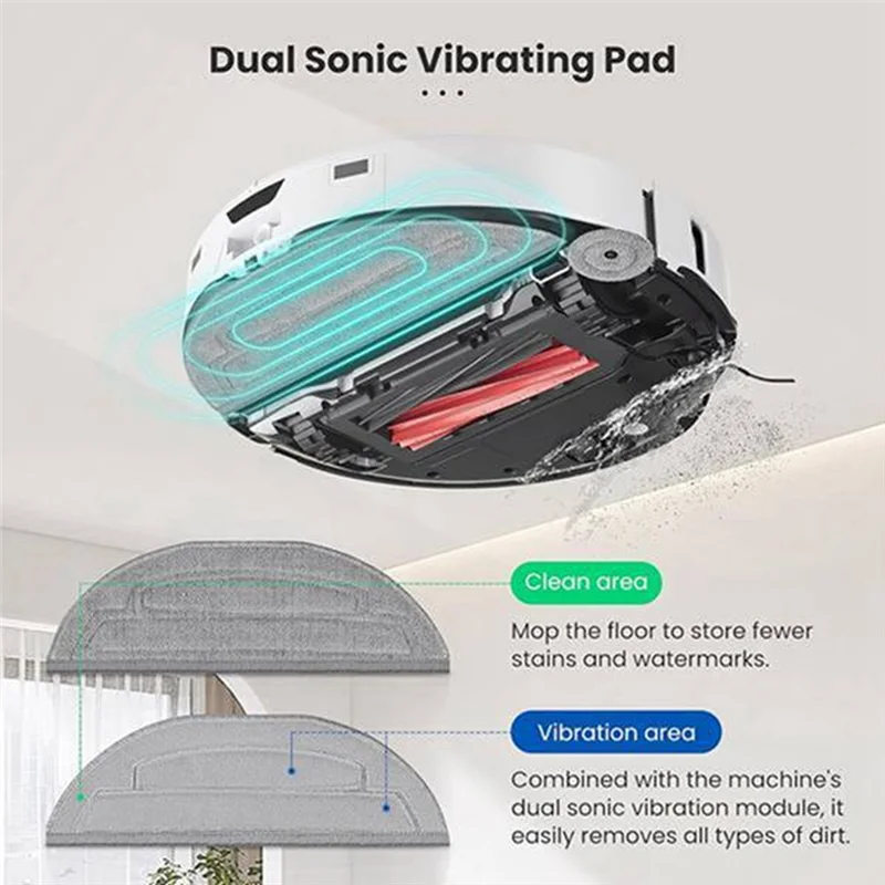 【قسيمة!】لـ Roborock S8 Maxv Ultra وسادات قماش ممسحة كهربائية 4 قطعة قطع غيار بديلة للمكنسة الكهربائية