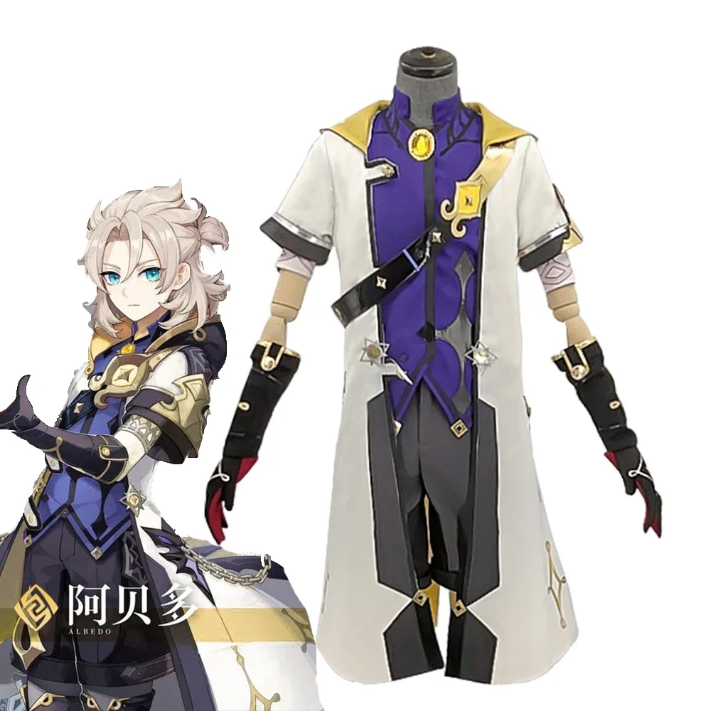 

Game! Genshin Impact Alchemist Albedo Cosplay Costume Men Fancy Uniforms Top Pants Coat Halloween Carnival Outfits Custom Made