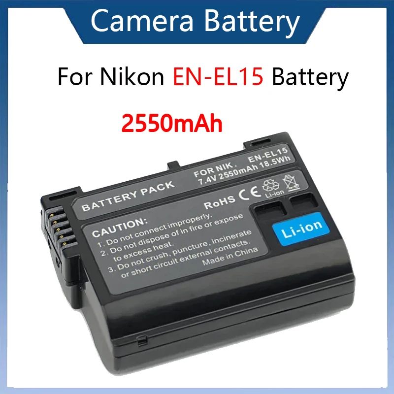 

2550mAh 7.0V EN-EL15 ENEL15 EN EL15 Camera Battery for Nikon D500 D600 D780 V1 Z6 Z7 Z8 ZF Universal Replacement Digital Battery