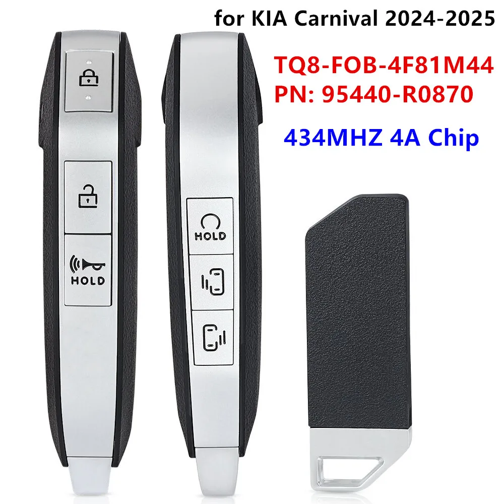 

Сменный смарт-брелок KEYECU, 6 кнопок, 433 МГц, 4A, чип PN: 95440-R0870 для Kia CARNIVAL 2024 2025