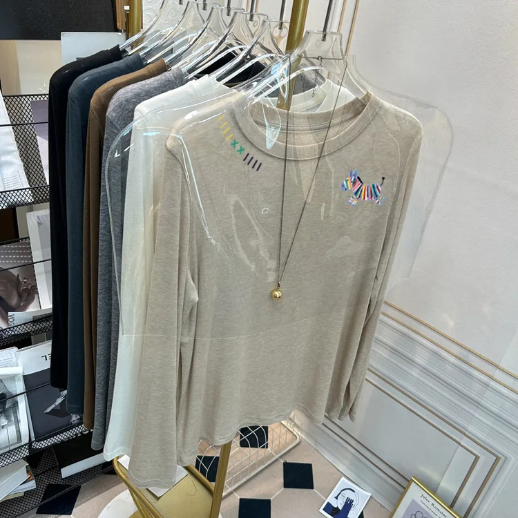 

Мягкая футболка с радужным принтом, свободного кроя, с длинными рукавами, женская, осенне-зимняя, новый стиль, базовая рубашка, удобный хлопковый топ