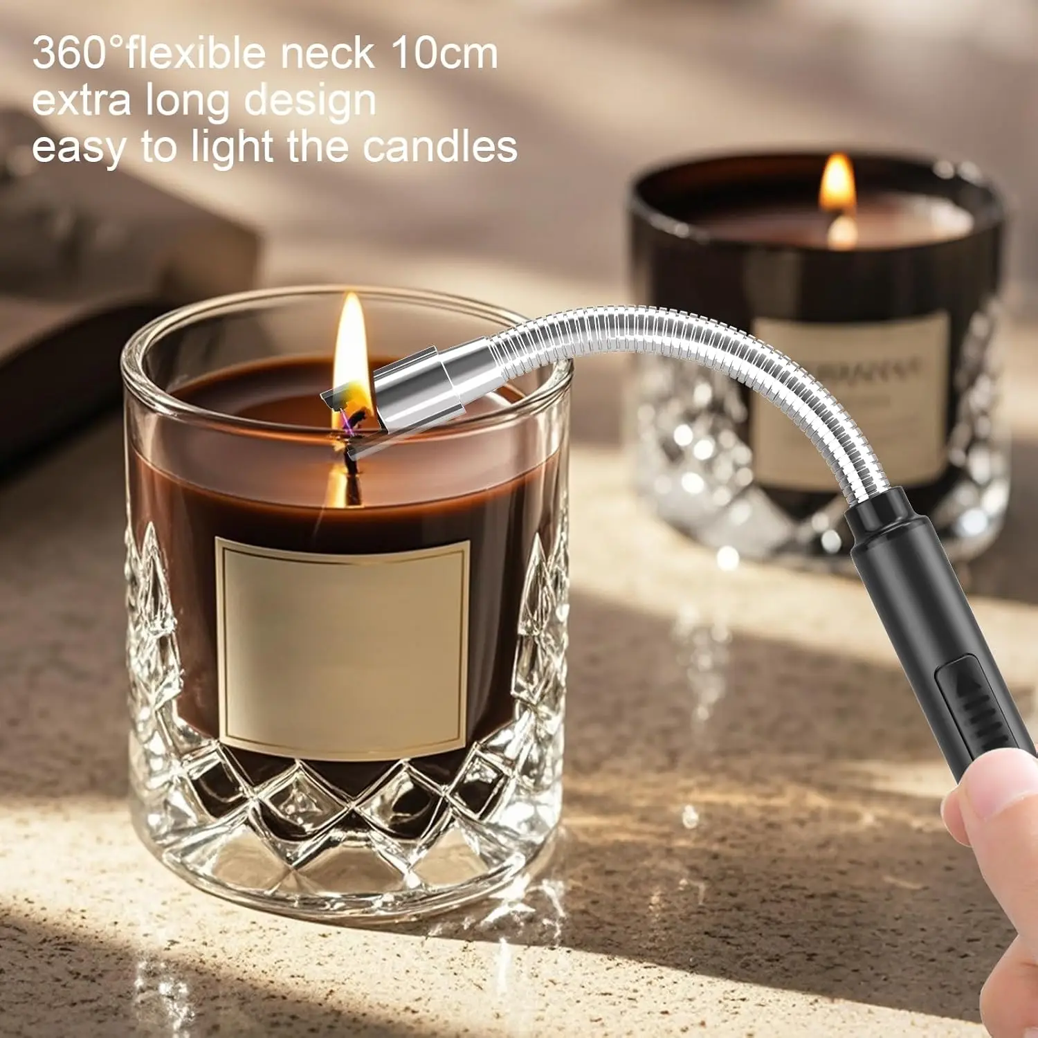 2-pack Electric lighters New, windproof, flameless, USB, rechargeable, with safety lock, suitable for kitchen, barbecue, candles
