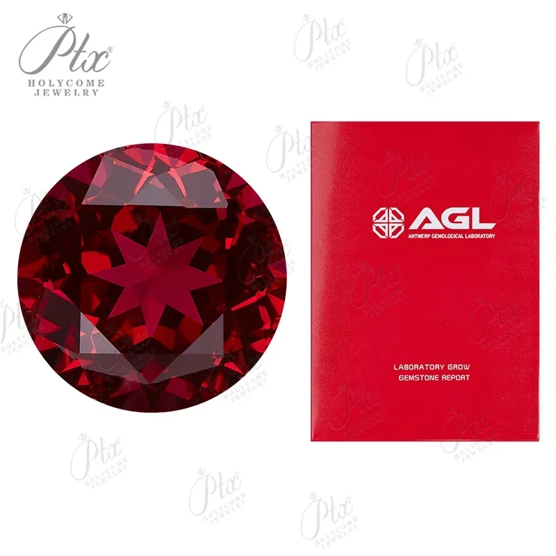 Gemmes rondes adrene de laboratoire, sang de pigeon rouge, certificat AGL, pierre de haute qualité, bijoux de bricolage, exécutif, document adt, 3-9mm