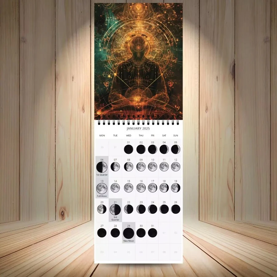 Calendar 2025 Interesting Moon Phase Calendar Creative 12 Months Spiral Calendar Home Decor Periodic Calendar Wall Calendar