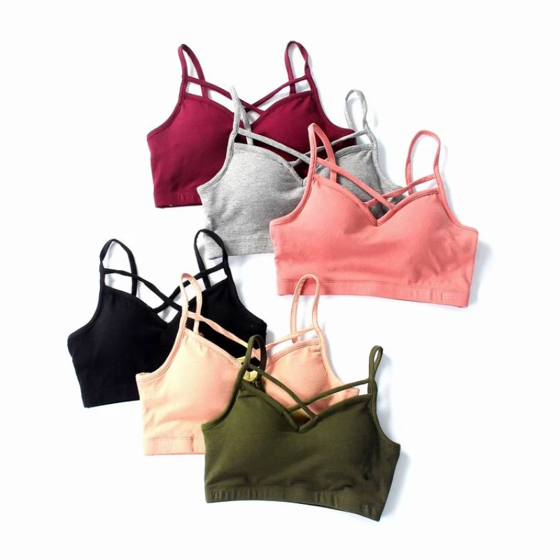 New Fashion Sexy Spring Summer Women Cotton Sporty Cross Crop Tops Bustier Bra Night Club Party Vest