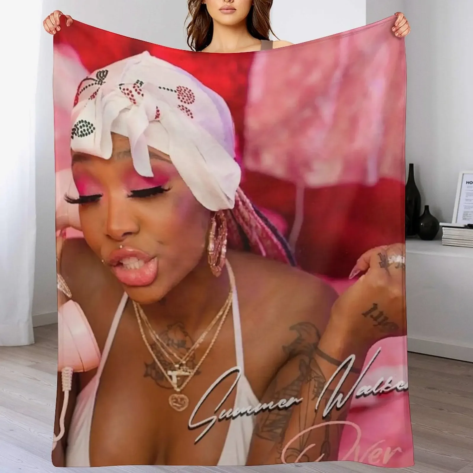 

Fourwal Summer The First and American Throw Blanket Stylish Decor Blanket Gift for Friends Roommate