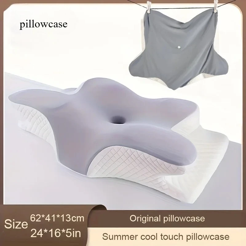 1PCS Gray Cervical Pillowcase, Pillow Protector, Bedding Pillowcase, Cool Fabric Portable Home Holiday Gift
