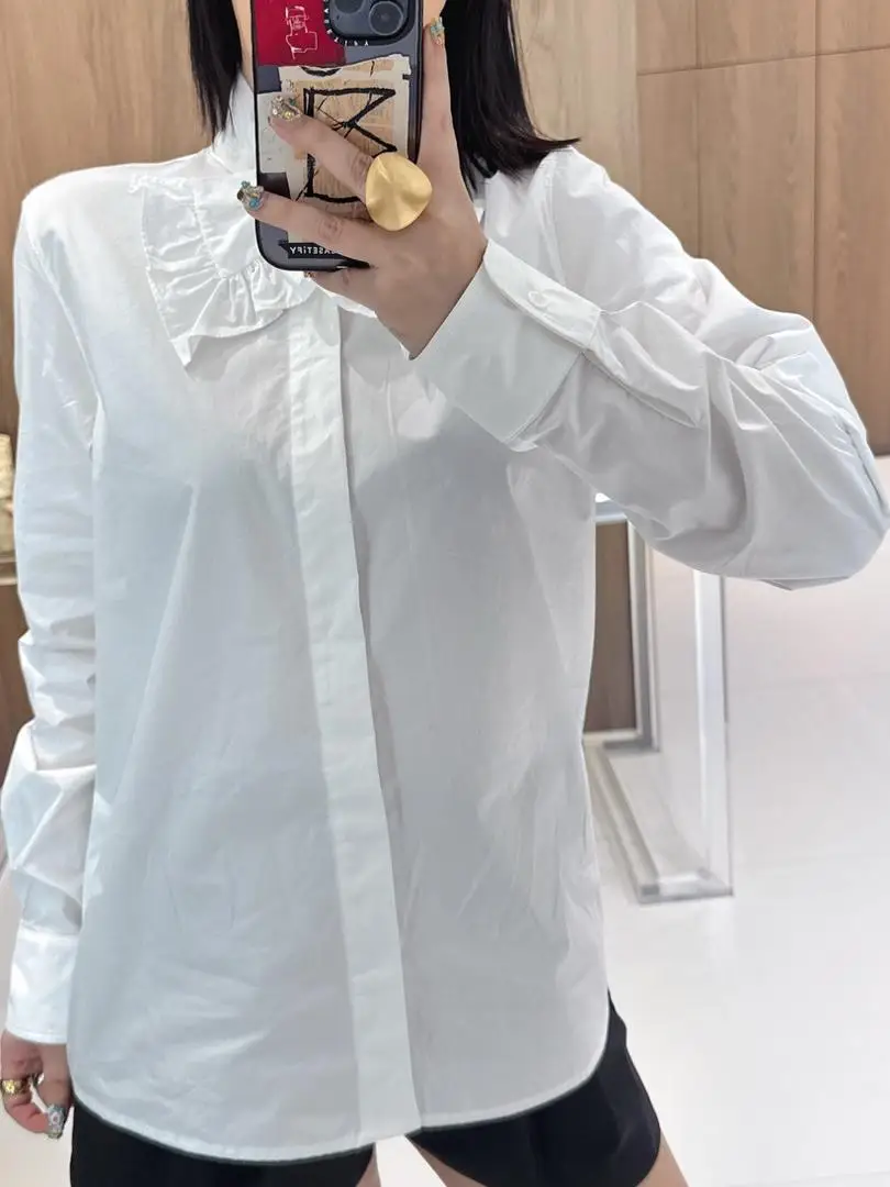 

Fashionable Knot Pure Color Slim Fit Women's Shirt Versatile Spring Summer New Arrival Simple Elegant Cotton Shirt