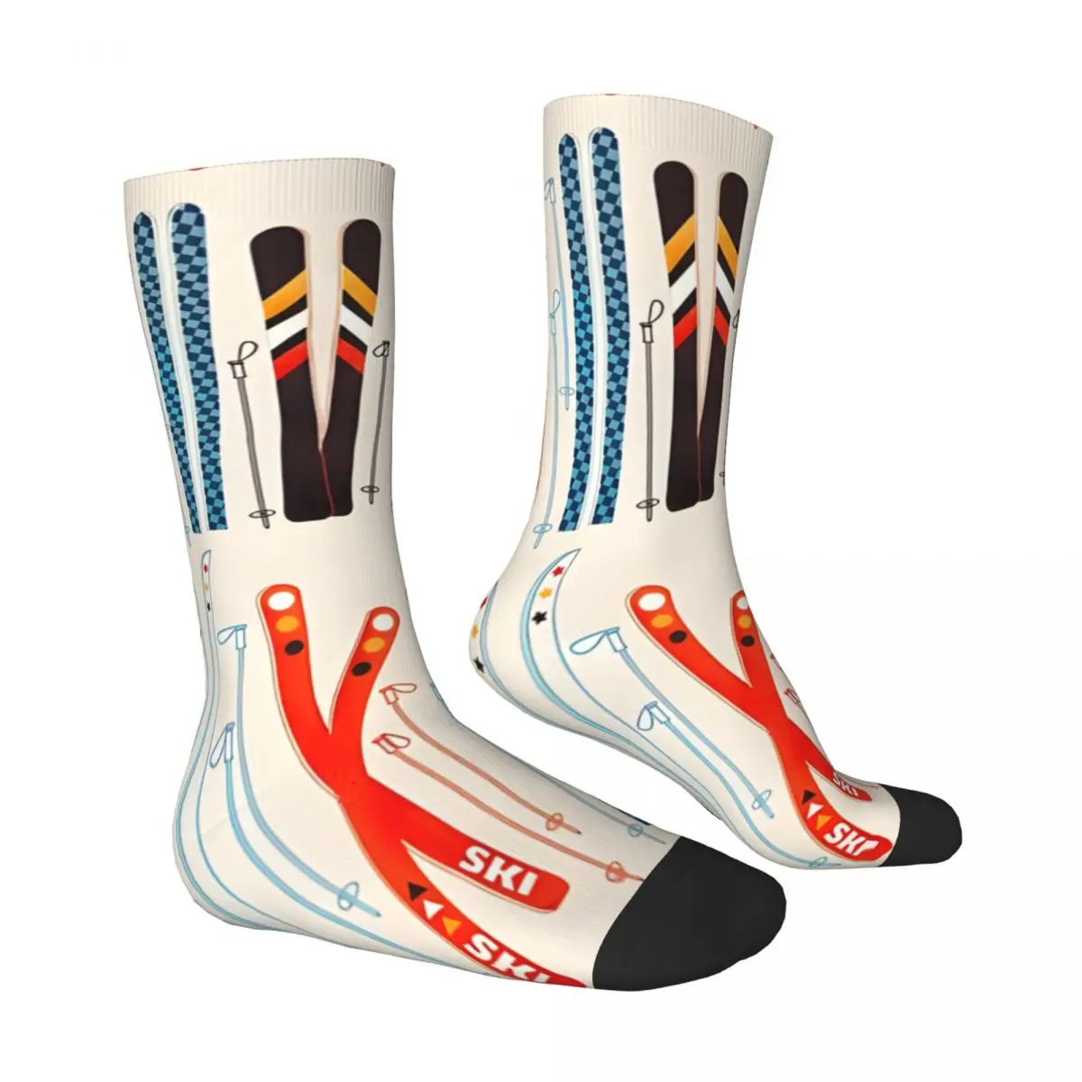 Colorful Ski Illustration Socks Male Mens Women Summer Stockings Hip Hop