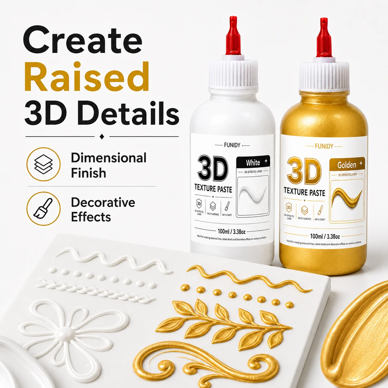 Pâte texturée 3D 100 ml, adaptée à la peinture sur diverses surfaces, peinture acrylique, plusieurs options de couleurs