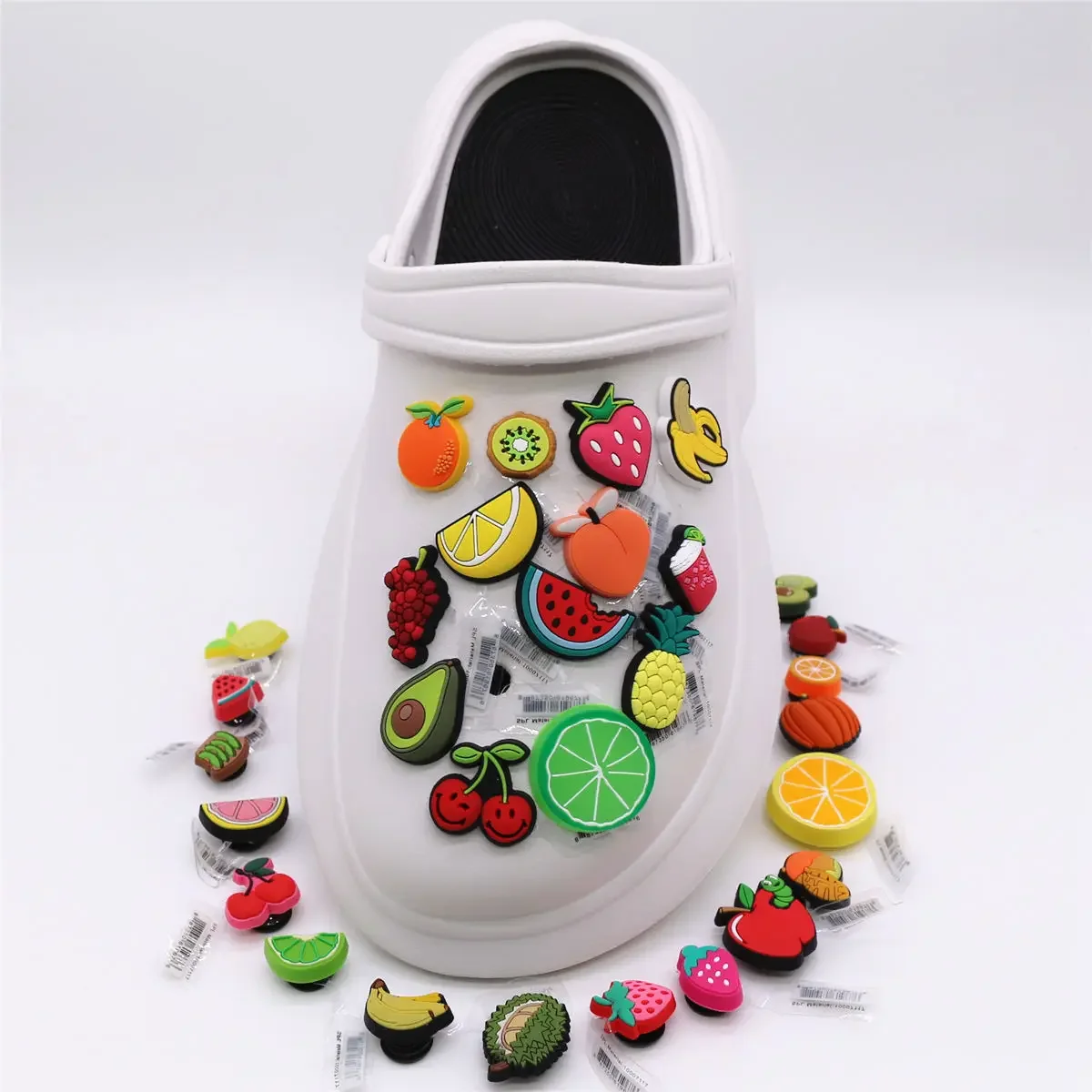 3 Pack Original Fruit Style PVC Shoe Charms Designer Sandal Upper Decorations Accessories Various Fruit Shapes Clog Pin Buckle