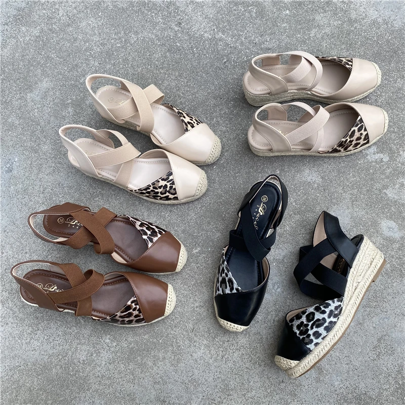 2025 Summer Handmade Sandal Clogs Wedge Large Size Shoes Closed Toe Women's Heels Rope Platform Big Fashion Girls Fisherman Scan