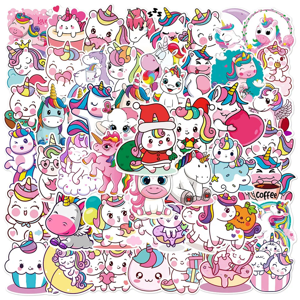 

10/30/50pcs Rainbow Unicorn Cartoon Stickers Cute Graffiti Decals Waterproof DIY Stationery Phone Notebook Kawaii Sticker Gifts