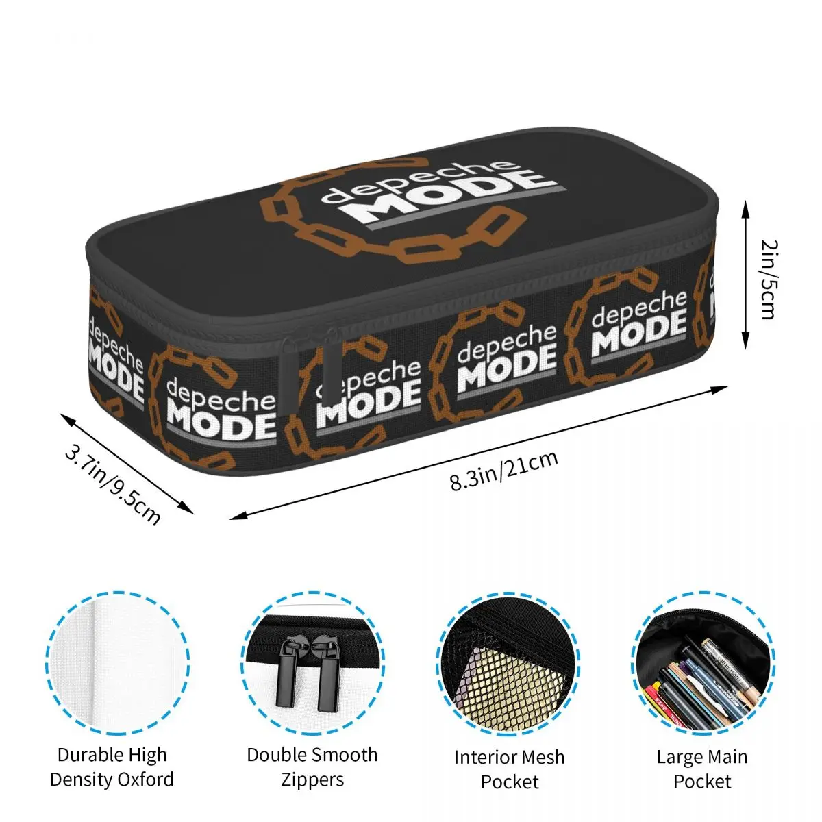 Electronic Rock Depeche Cool Mode Pencil Case Pen Holder Storage Stationery Supplies Big Capacity Pen Box Pencil Bag Students