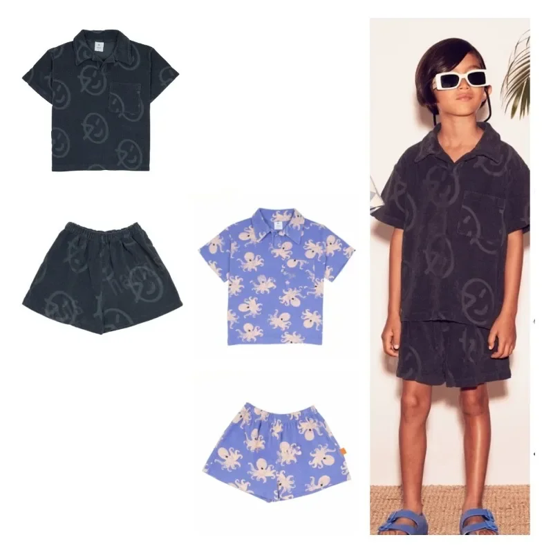 

Children's Sets 2024 Spring/summer New wyn Series Boys and Girls Shirt Shorts Printed Top