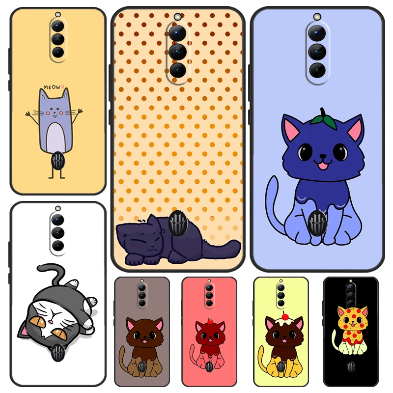 Cute Kawaii Blueberry Cat Case For Nubia Red Magic 8 8S Pro Plus 6 7 8 Pro 6S 7S Pro 6R 5S 5G Soft Protection Capa