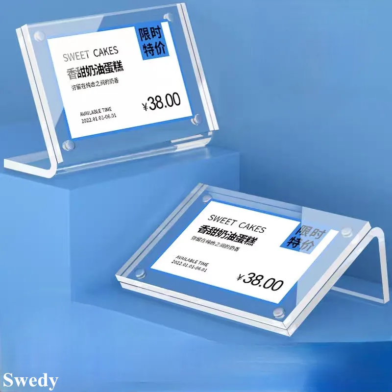 105x70 مللي متر L شكل المغناطيسي السعر حامل ورق التسمية مطعم الجدول رقم القائمة حامل علامة الاكريليك عرض موقف #2
