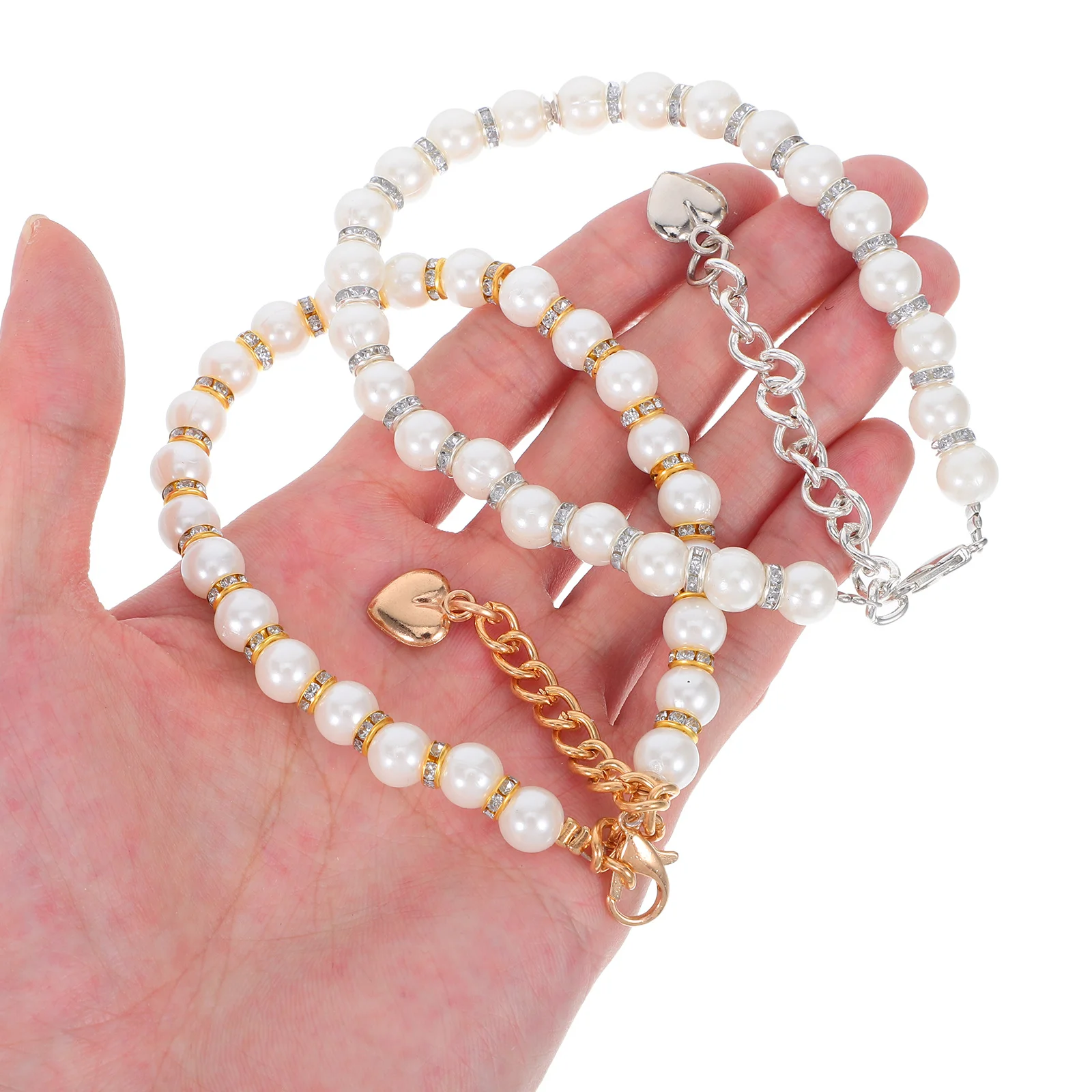 

2Pairs Faux Pearl High Heel Shoe Straps Beaded Anti Slip Ankle Straps Detachable Heel Holder Shoe Accessories Sandals Shoelace