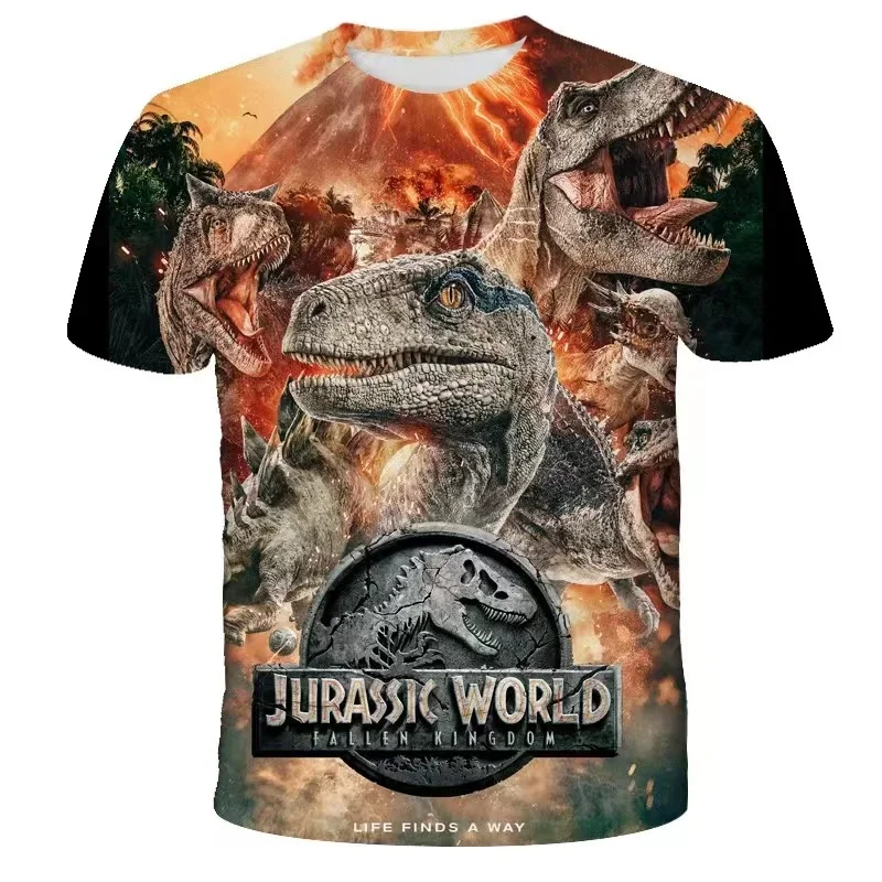 Kids Boys Girls 3D printed cartoon Jurassic World Dinosaur T-shirt Kids Quick Drying Breathable T-shirt costume