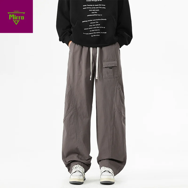 

【Mirrordust】Мужские весенне-осенние свободные повседневные брюки-карго для десантков из чистого хлопка