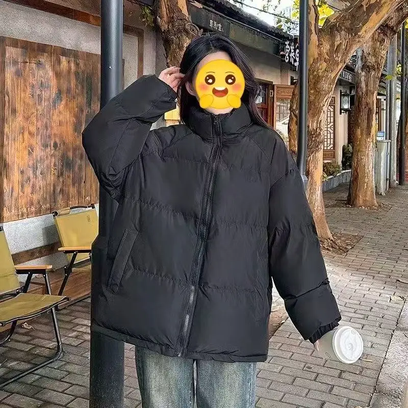 冬のファッション軽量ダウン綿入りコート 2025 新しい女性のクロップドルーズフィット肥厚フグジャケットプチジャケット