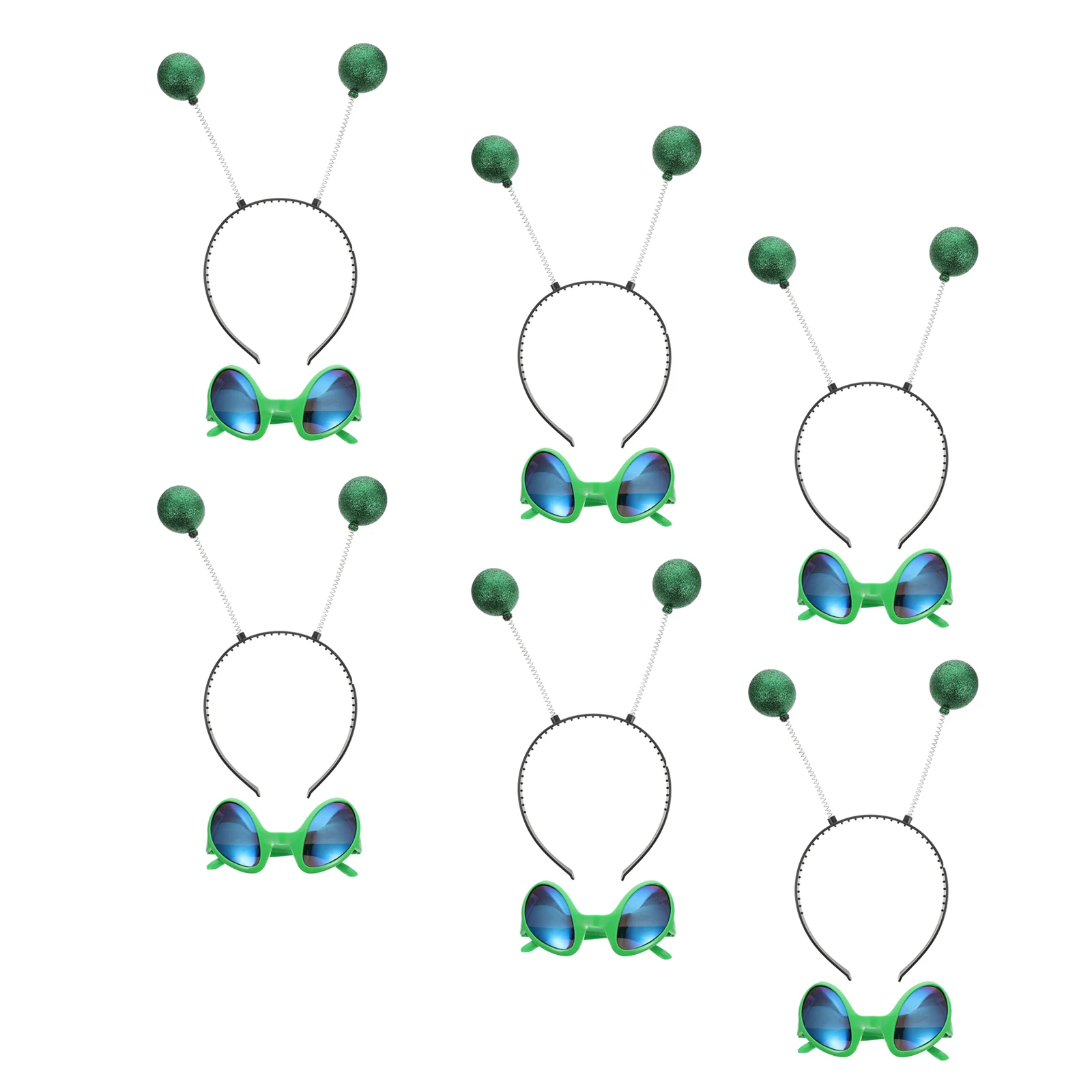 

12pcs Funny Glasses Headband Green Ball Alien Hair Accessories Saucer Man Hoops Festival Costume Party Decorations Photography