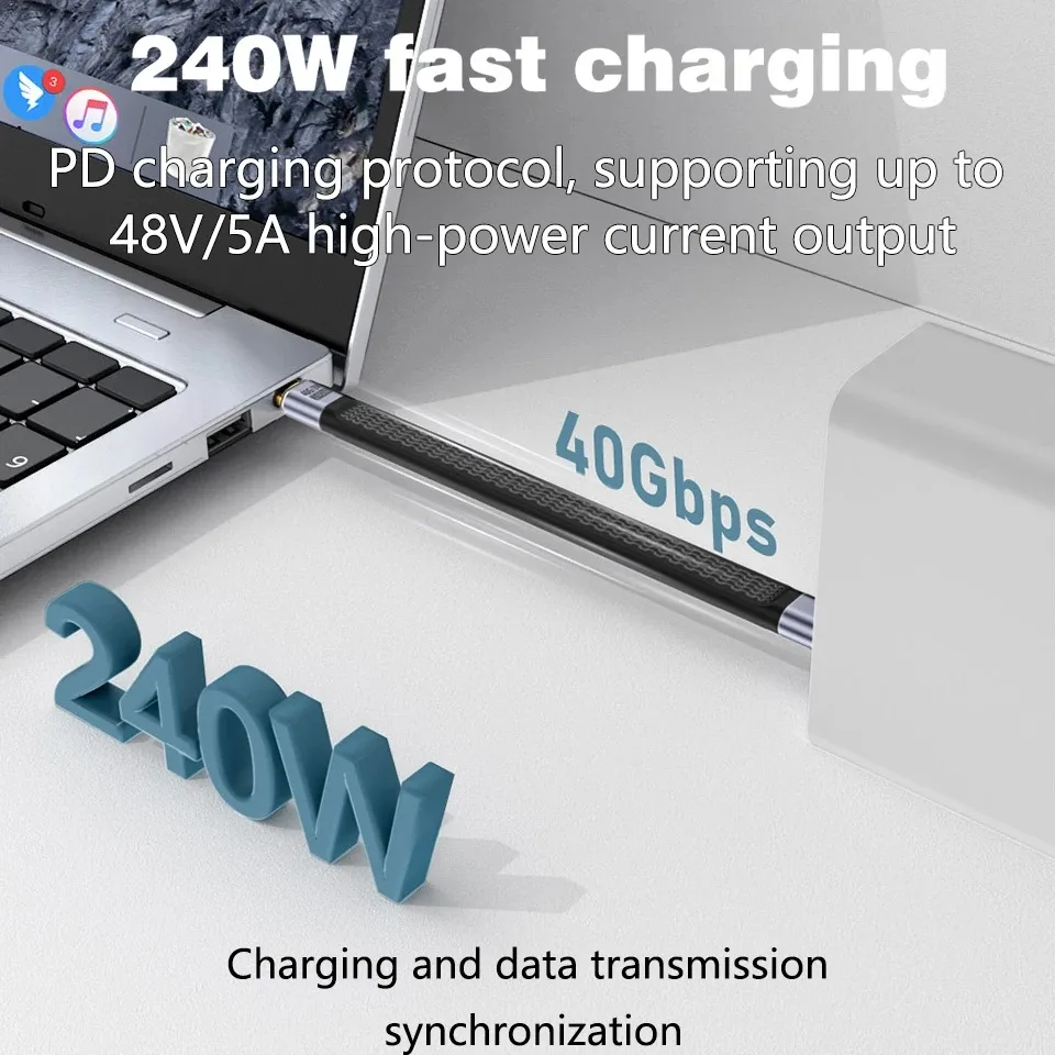 13cm Short USB4 Type C Cable 8K 60Hz PD 240W For Samung Thunderbolt 4 Fast Charging Cable Thunderbolt3 USB C to C Data Cord