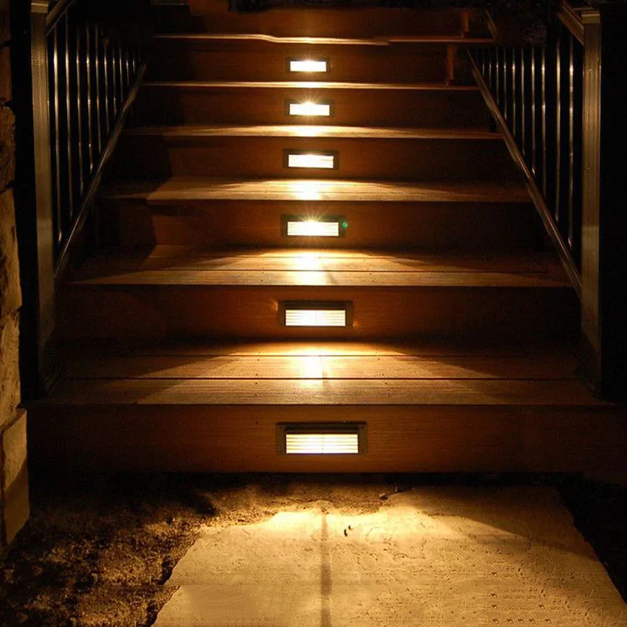 IP67 Waterproof LED Step Stair Light Outdooor Embedded LED Step Lamp Spotlight Landscape Garden Pathway Wall Corner Lamps