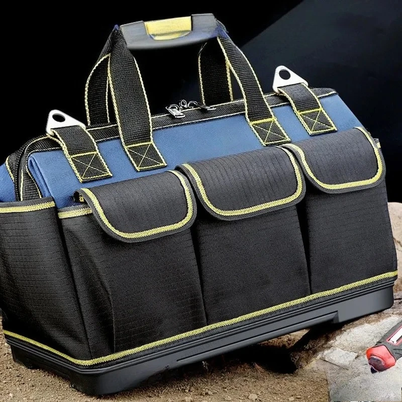 Bolsa de herramientas multifuncional: gran capacidad de 13-23 pulgadas, gruesa e impermeable con almacenamiento de electricista con múltiples bolsillos.