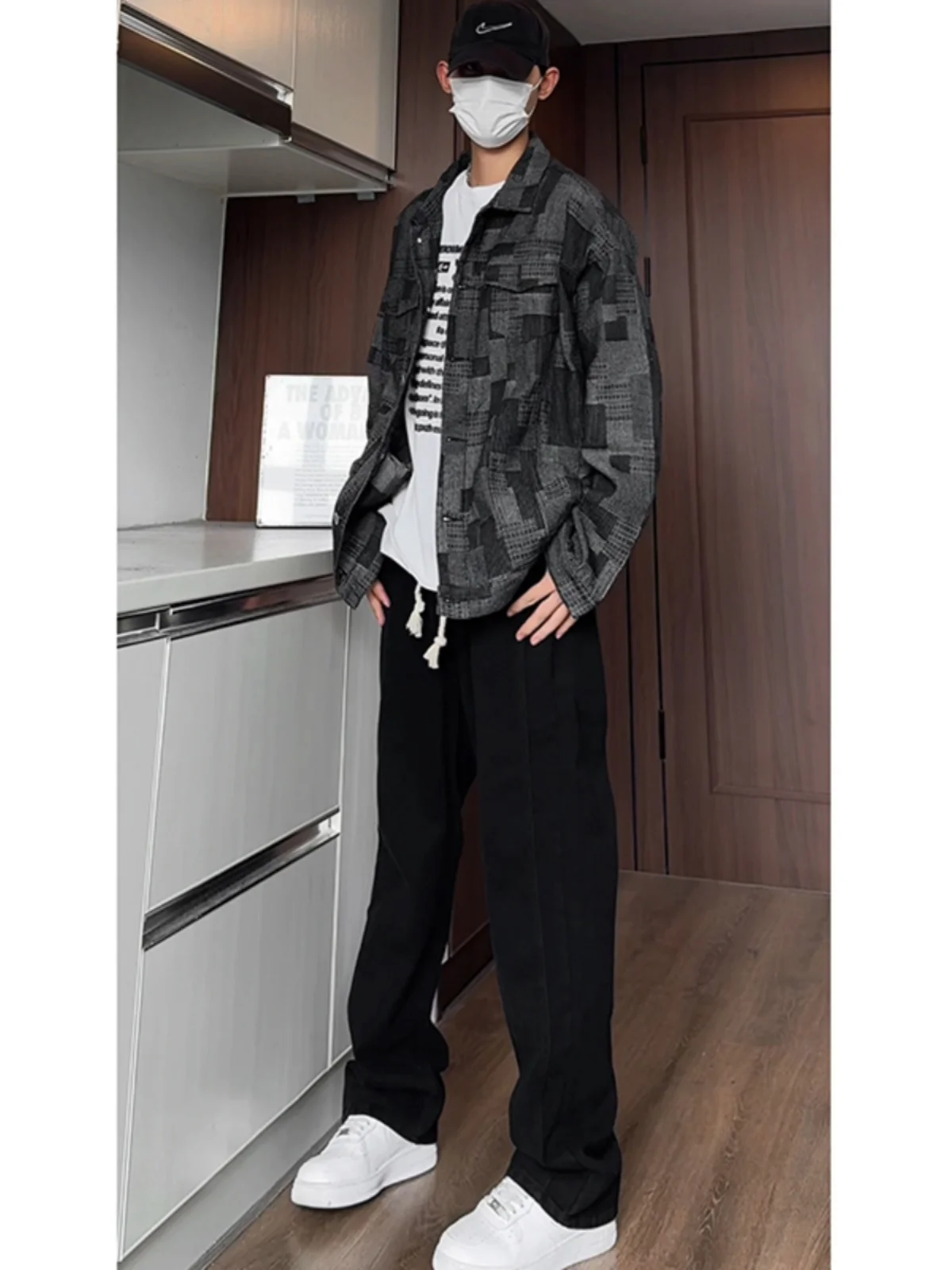 

Мужская джинсовая куртка Cleanfit в клетку, в американском уличном стиле, рабочая, осенняя, свободного кроя, водостойкая