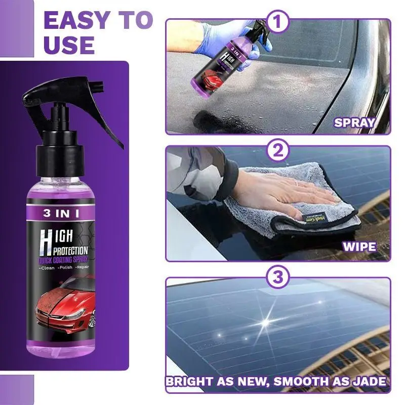 100ML 3w1 Quick Coating Spray High Protection Shine Armor Ceramic Car Wash Car Shield Coating Cleaning Nano Polishing Paint Wax