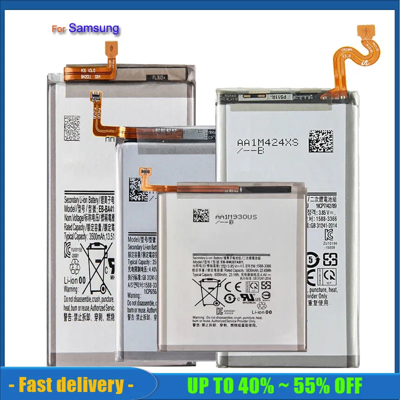 Battery For Samsung Galaxy S8 S9 Plus S10e S10 S20 Ultra S21 FE S10x Note 10 Plus 8 S7 Edge S6 S5 A50 A30 A30S G930 Batteries