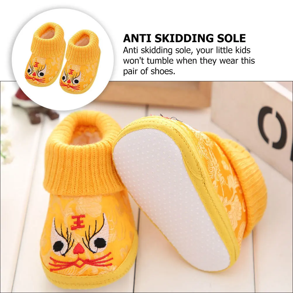 

1 Pair Kids Warm Thick Tiger Head Shoes Anti-Slip Sole Comfortable Baby Winter Footwear Cartoon Children Casual Boots Gift For