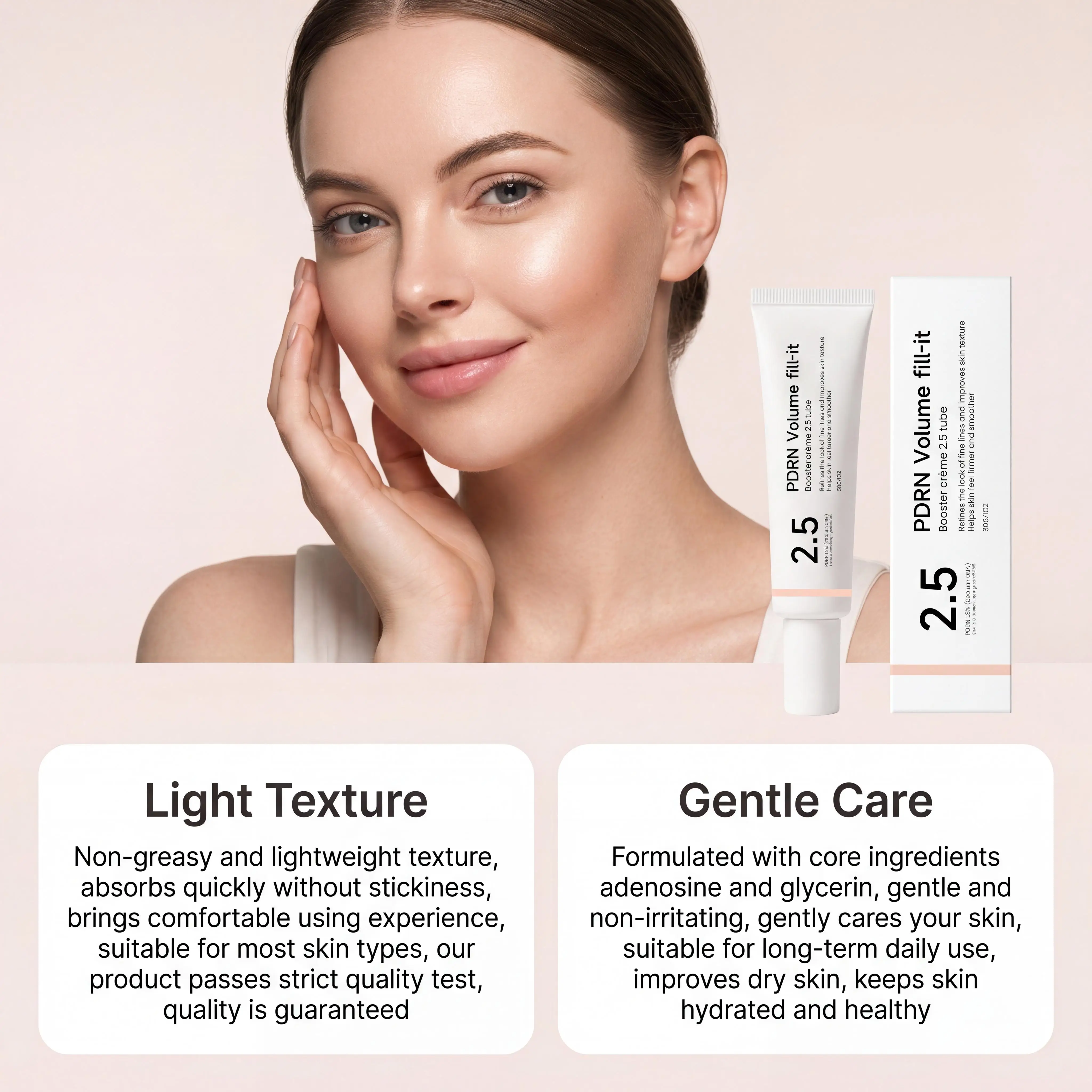 PDRN Volume Fill-It Booster Cream Moisturizing Facial Cream Reduce Fine Lines Enhance Skin Glowing Boost Elasticity Moisturizer