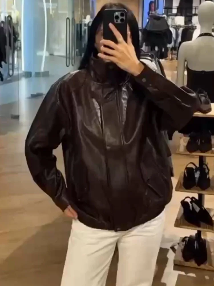 HH نساء موضة بدوره إلى أسفل طوق الجبهة زيبر جيوب حزام الديكور معطف قصير أنثى الصلبة شارع العليا طويلة الأكمام جاكيتات #2