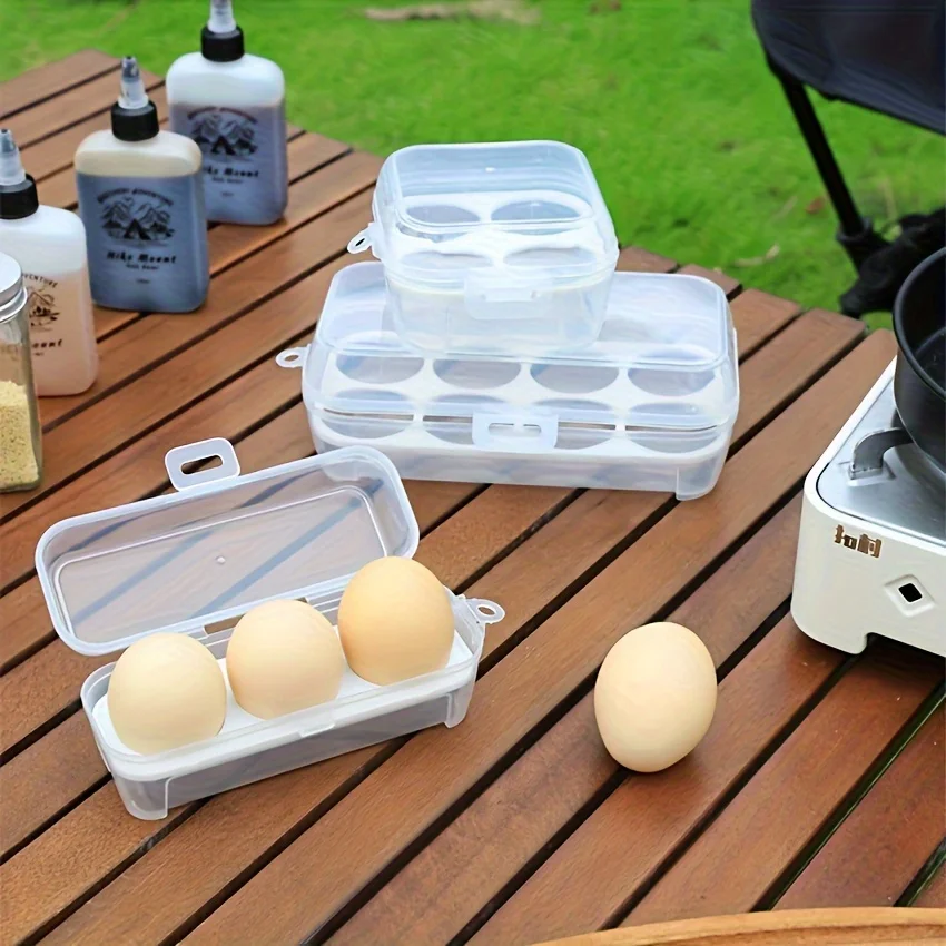 1PC 3/4/8 Grids Transparent Egg Storage Box Portable Shockproof Anti-Fall Camping Egg Storage Box Plastic Camping Eggs Container