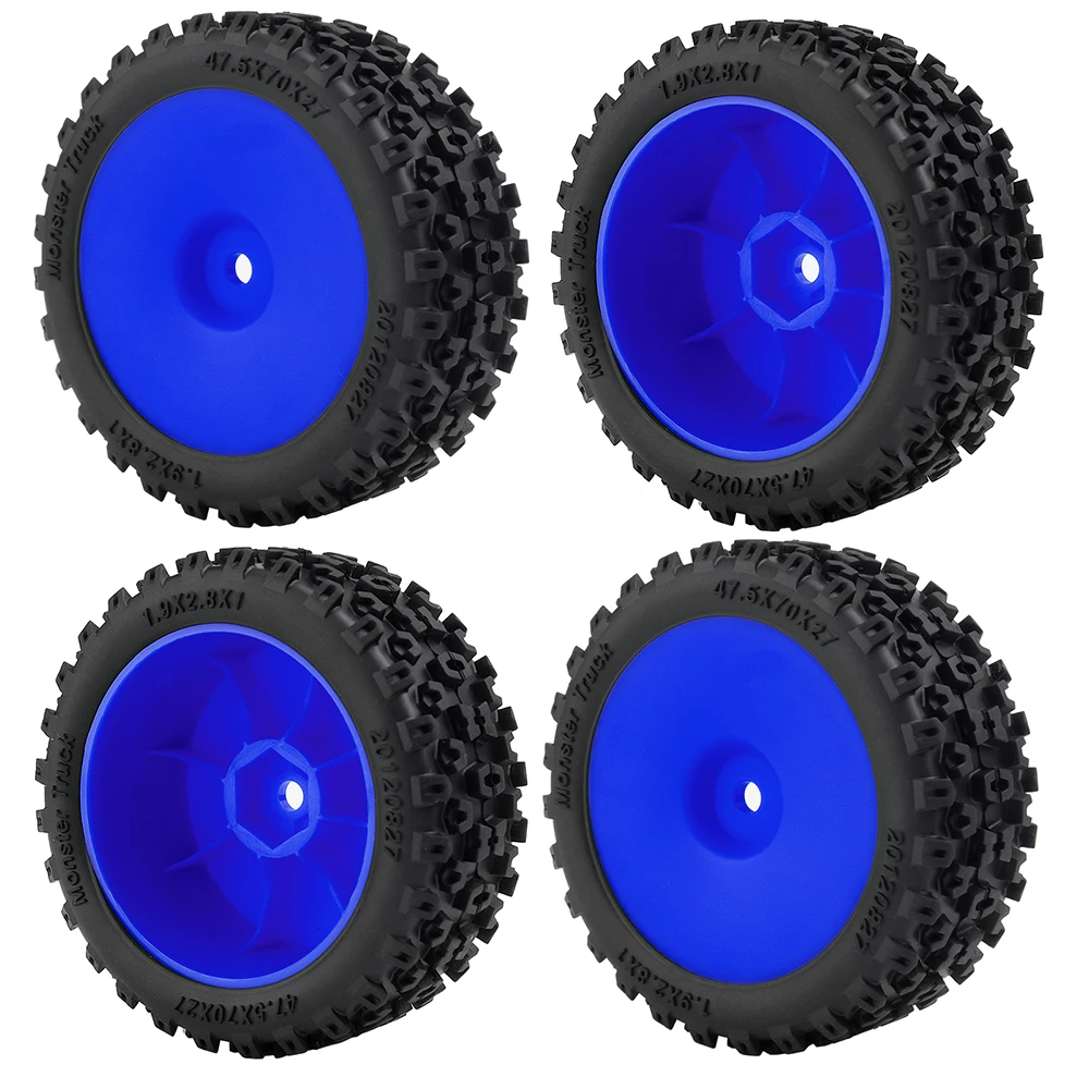 TRINOOD 4Pcs Plastic Wheels Rims with Rubber Tires for A-rrma 1/18 Typhon GROM RC Car Upgrade Parts