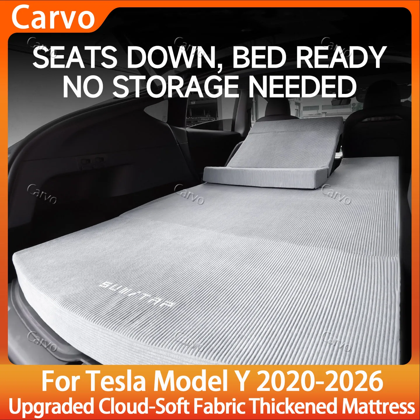 Thickened Leveling Car Mattress for Tesla Model Y Juniper 2025/Y Upgraded Cloud-Soft Fabric Camping Sleeping Pad SUV AirMattress
