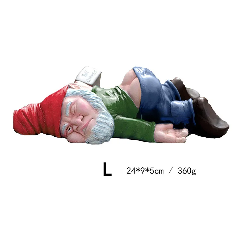 Resin Statue Dwarfs Mini Drunk Gnome Funny Exterior Garden Outdoor Ornaments Sculpture Bonsai Decoration For yard accessories