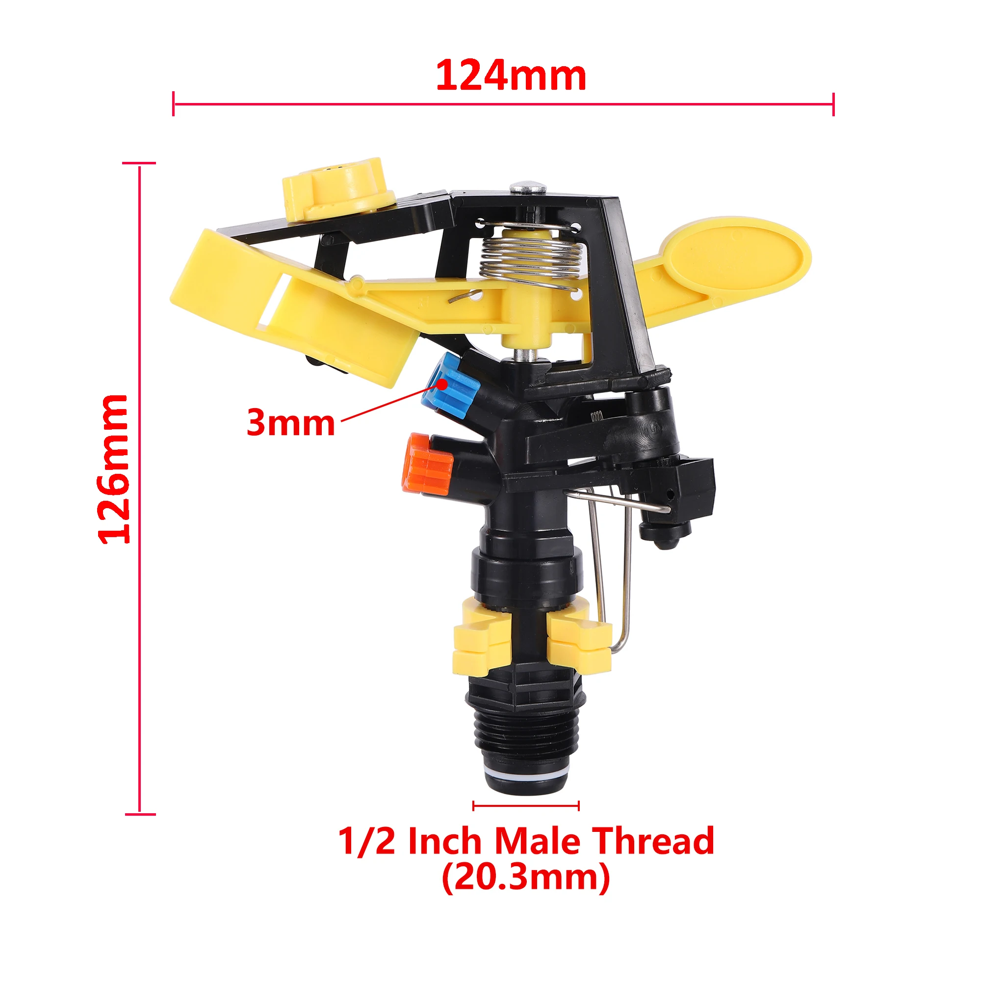 Adjustable Rocker Impact Sprinkler Garden Agriculture Watering Nozzle Lawn Irrigation Watering 360° Rotary Jet Extension Tube