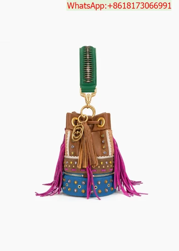 Light Luxury Trend Fashion Contrasting Colors Shoulder Crossbody Portable Bucket Bag