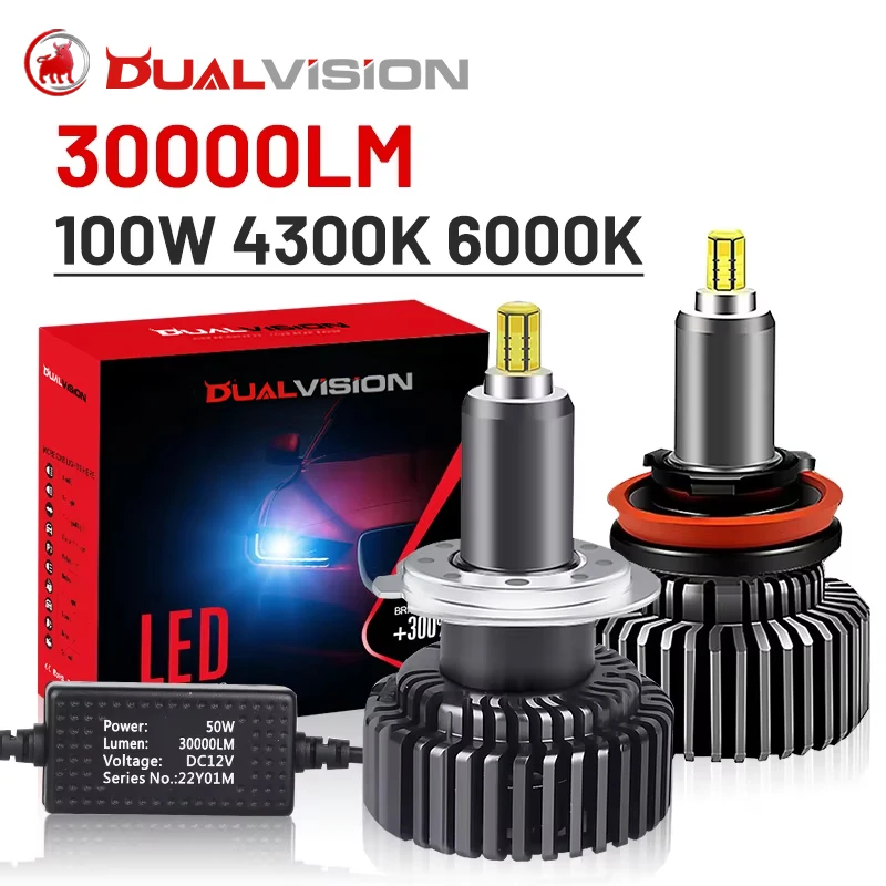 360 Degree H7 H11 led Car Headlights Canbus Bulb 6000K 30000LM HB3 HB4 9005 9006 9012 HIR2 100W 4300K Turbo Mini Fog Light Lamps