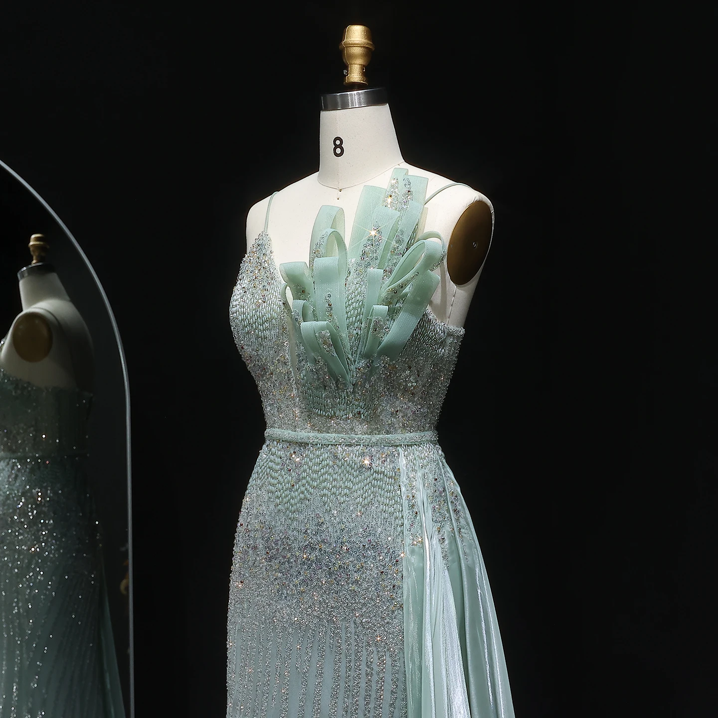 Sharon Said Luxe Roze Zeemeermin Avondjurken met 3D Bloemen Saliegroen voor Vrouwen Bruiloft Prom Jassen SS094 Aangepaste