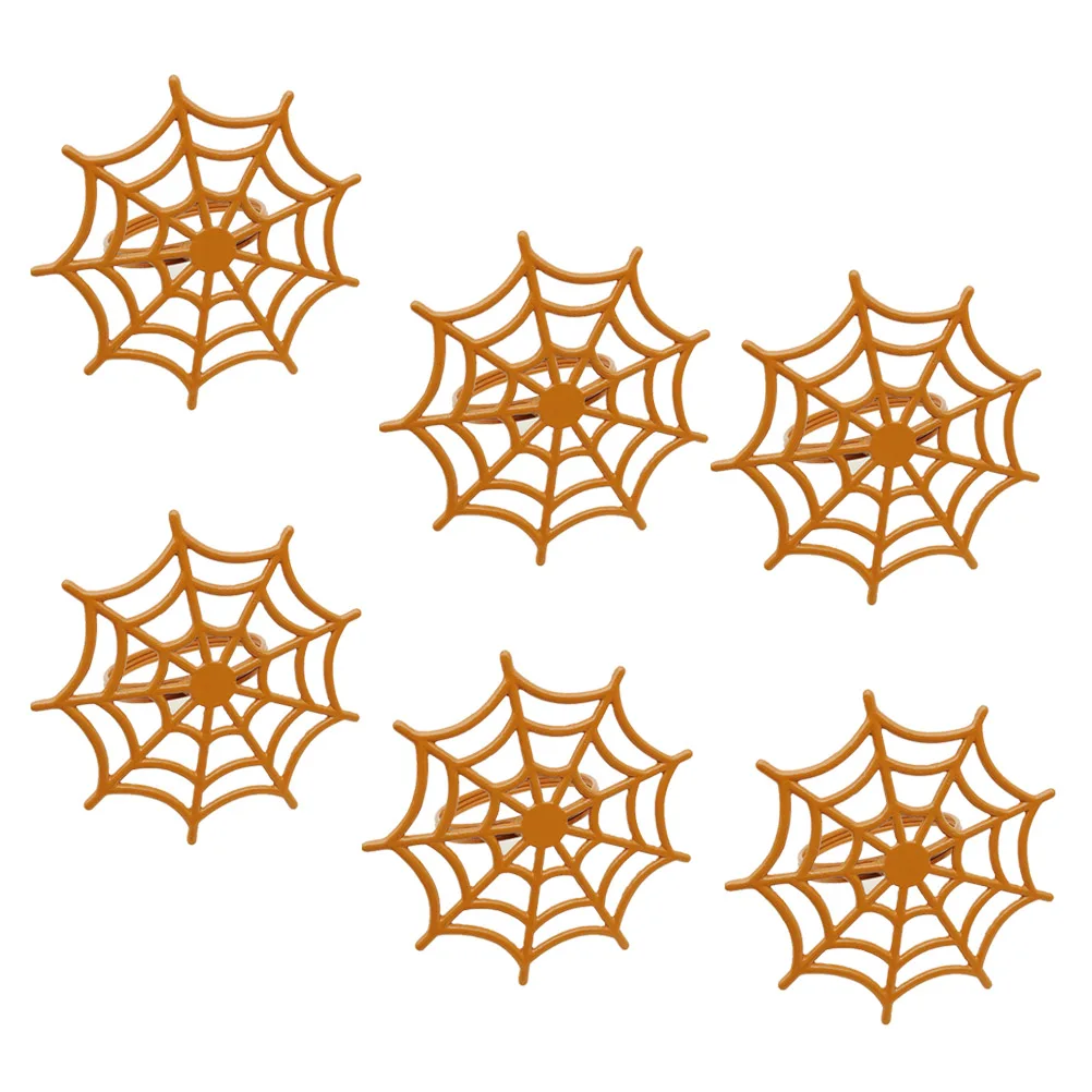 

6 Pcs Decor Napkin Ring Napkins Rings Spider Net Halloween Party Favors Orange Serviette Buckles Banquet