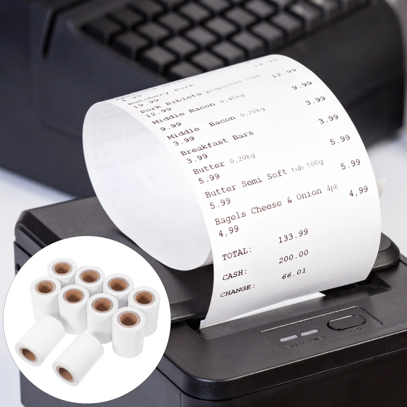 

10Pcs Thermal Paper Rolls for Receipt Printers Supermarkets Convenience Stores Clear Print Cash Register Paper Roll