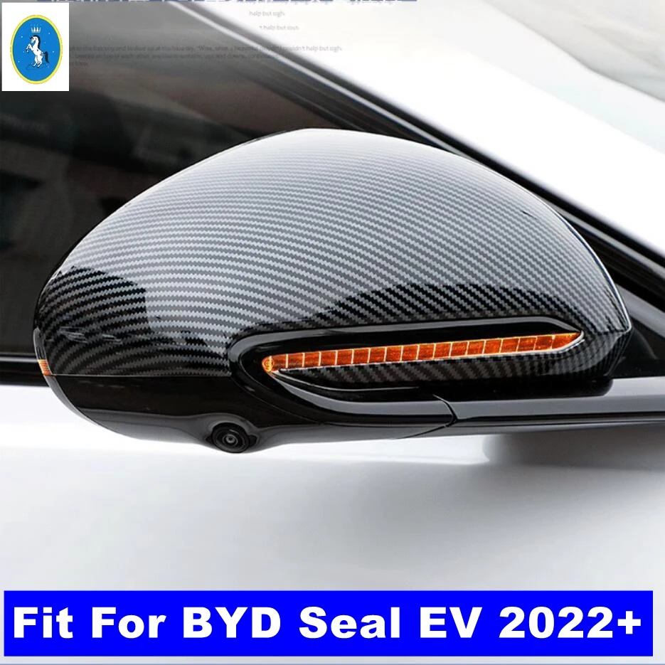 

For BYD Seal EV 2022 2023 2024 Auto Outer Side Door Rearview Mirror Decor Cover Trims Styling Accessories Carbon Fiber / Chrome