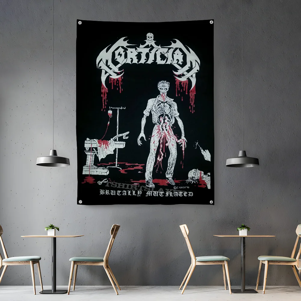 Black Metal Band Logo Wall Tapestry Heavy Rock Gothic Art Decor Bedroom Enhance spatial aesthetics without flagpole Quick Setup