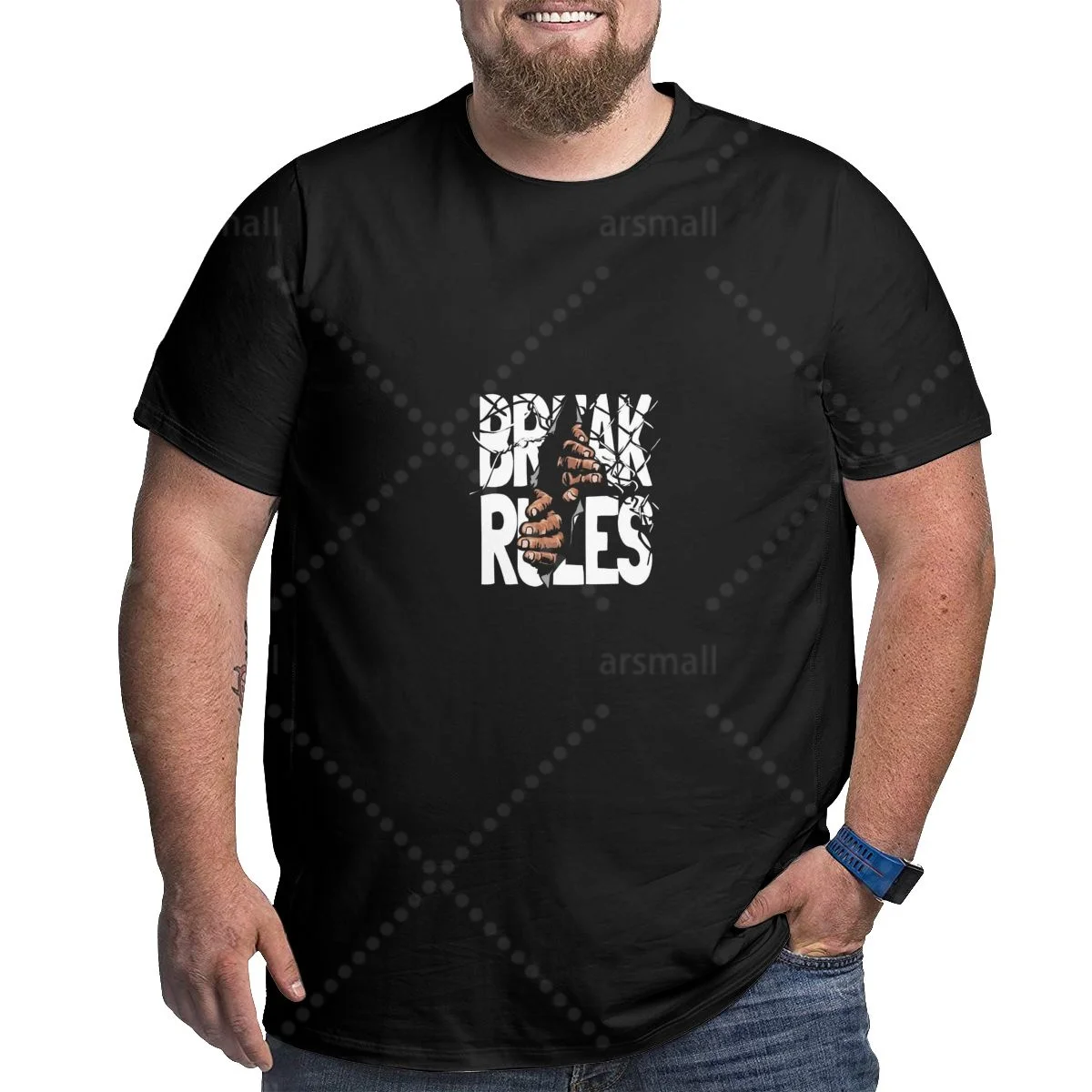 

Break Rules Big Size Mens Cotton T Shirt Comfortable Loose Fit Casual Summer Top