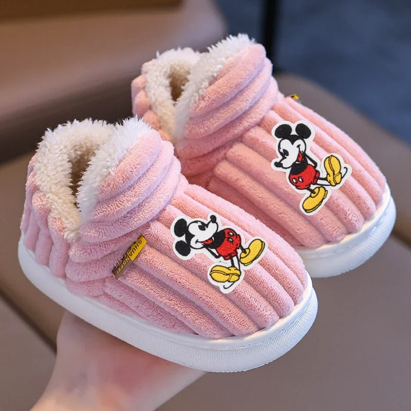 

Disney Mickey Mouse Children's Cotton Slippers Winter Boys Baby 1-10 years old Warm Indoor Home Children Girls Cotton Shoes